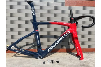 Cuadro de bicicleta de carretera de carbono con freno de disco Pinarello DogMa F azul con rojo