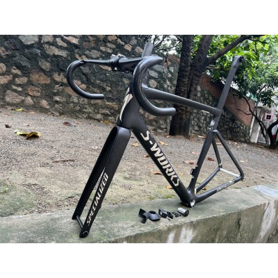 Carbon Fiber Road Bicycle Frame S-Works Tarmac SL7 Frameset Disc Brake Black With Chrome Stickers-S-Works SL7 Ketaspidur