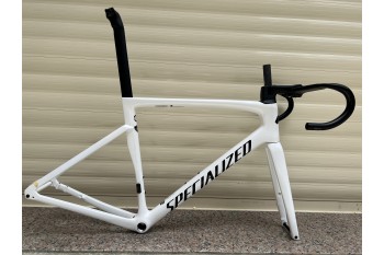 Carbon Fiber Road Cykelram S-Works Tarmac SL7 Frameset Skivbroms Vit med svarta klistermärken