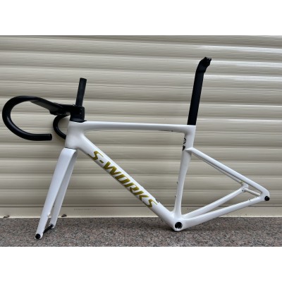 Carbon Fiber Road Bicycle Frame S-Works Tarmac SL7 Frameset Disc Brake White With Gold Stickers-S-Works SL7 Disc Brake
