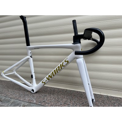 Carbon Fiber Road Bicycle Frame S-Works Tarmac SL7 Frameset Disc Brake White With Gold Stickers-S-Works SL7 Disc Brake