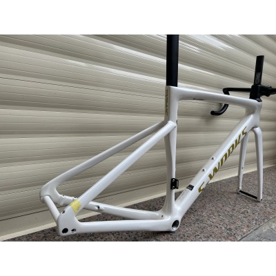 Carbon Fiber Road Bicycle Frame S-Works Tarmac SL7 Frameset Disc Brake White With Gold Stickers-S-Works SL7 Ketaspidur