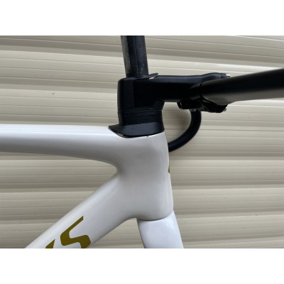 Carbon Fiber Road Bicycle Frame S-Works Tarmac SL7 Frameset Disc Brake White With Gold Stickers-S-Works SL7 Disc Brake