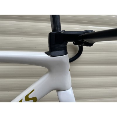 Carbon Fiber Road Bicycle Frame S-Works Tarmac SL7 Frameset Disc Brake White With Gold Stickers-S-Works SL7 Scheibenbremse