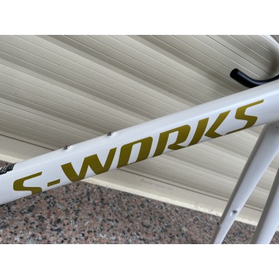 Carbon Fiber Road Bicycle Frame S-Works Tarmac SL7 Frameset Disc Brake White With Gold Stickers-S-Works SL7 Disc Brake