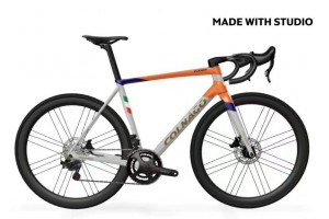 Quadro de bicicleta de estrada Colnago C68 carbono laranja branco