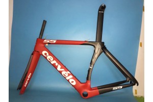 Cervelo S5 Telaio per bicicletta da strada in fibra di carbonio Freno sul cerchione Rosso