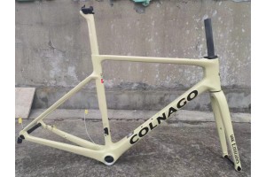 Cuadro de bicicleta de carretera Colnago V4RS de fibra de carbono, color beige