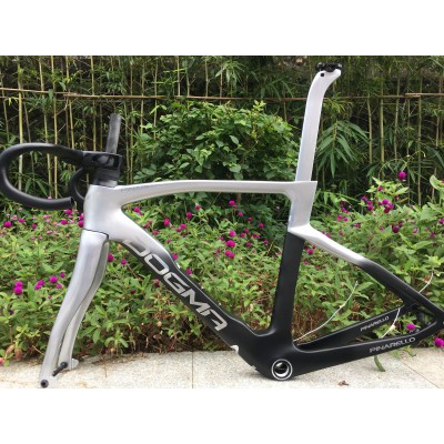 Carbon Road Bike Frame Silver With Black