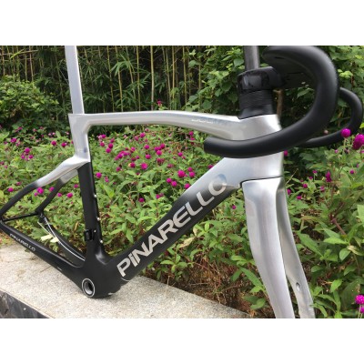 Carbon Road Bike Frame Silver With Black