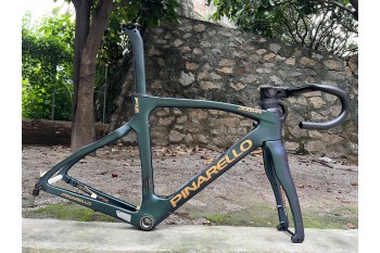 Pinarello DogMa F12 Cuadro de bicicleta de carretera de carbono Freno de llanta Verde negruzco
