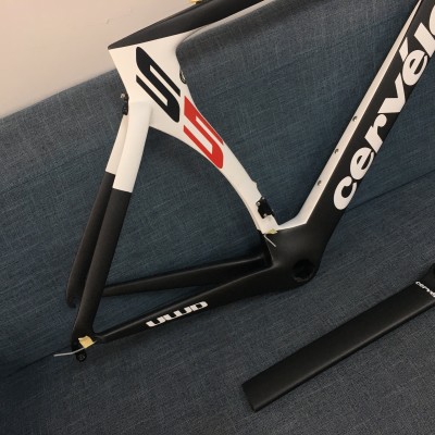 Cervelo S5 Carbon Fiber Road Bicycle Frame Rim Brake White-Cervelo Frame