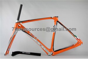 Quadro de bicicleta de estrada de fibra de carbono De Rosa 888 laranja