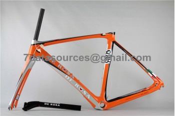 Quadro de bicicleta de estrada de fibra de carbono De Rosa 888 laranja