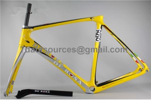 De Rosa 888 ნახშირბადის ბოჭკოვანი გზის ველოსიპედის ველოსიპედის ჩარჩო ყვითელი