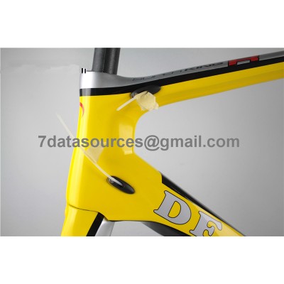 Cadre de vélo pour vélo de route De Rosa 888 en fibre de carbone, jaune-De Rosa Frame