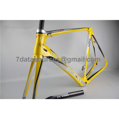 De Rosa 888 Quadro de bicicleta de bicicleta de estrada em fibra de carbono amarelo-De Rosa Frame