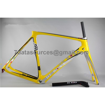 Cadre de vélo pour vélo de route De Rosa 888 en fibre de carbone, jaune-De Rosa Frame