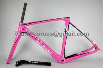 Quadro de bicicleta de estrada de fibra de carbono De Rosa 888 rosa