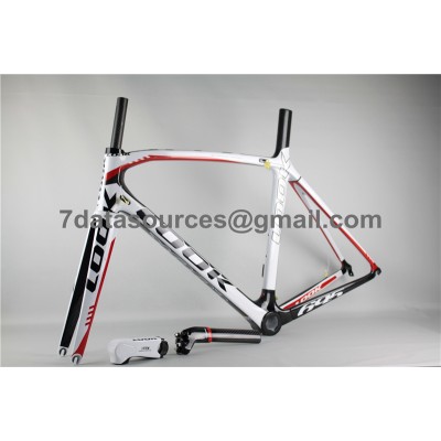 Look 695 Carbon Fiber Road Bike Bicycle Frame White Red-Look Frame